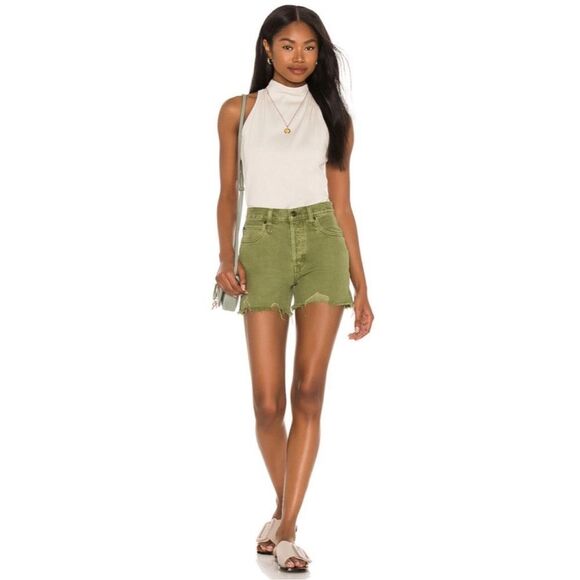 Free People Makai Cut Off Shorts in Olive Green Size 27 - Picture 3 of 13